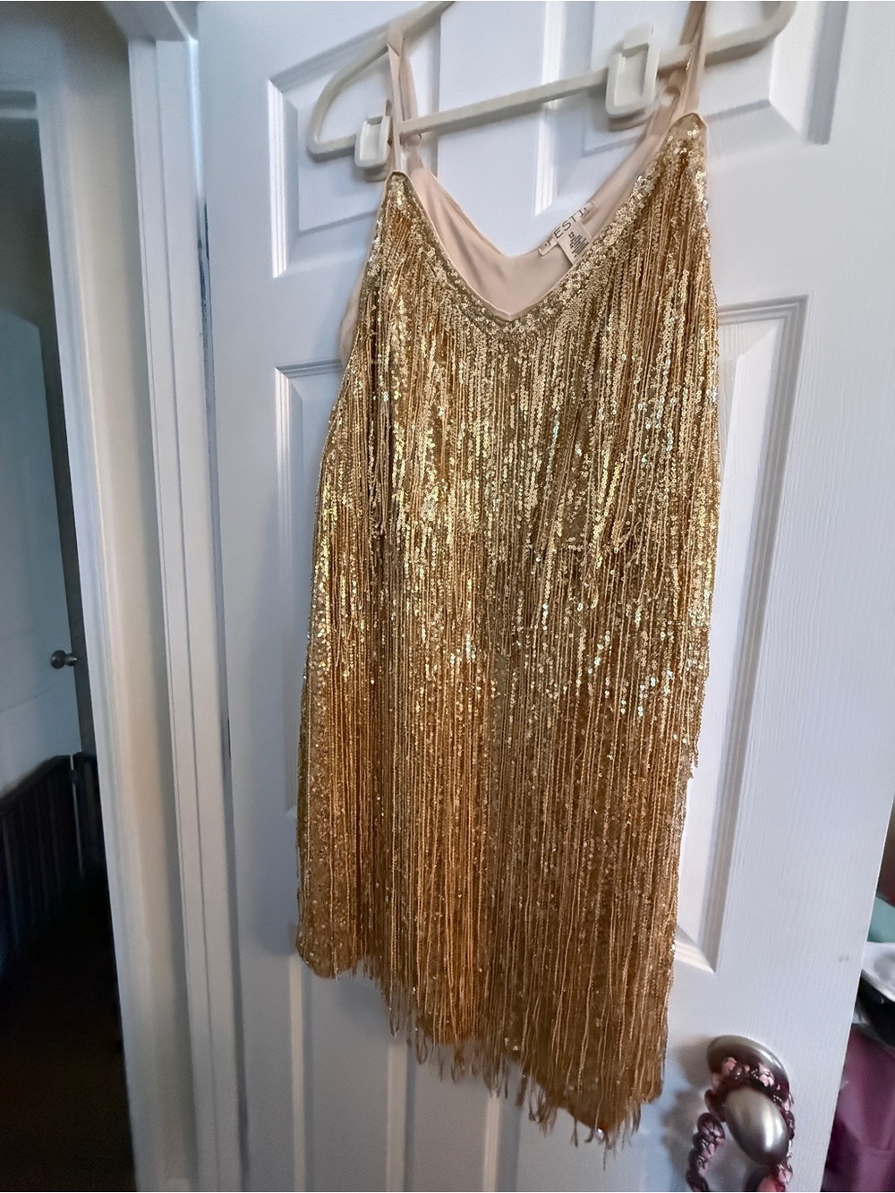 Festi Gold Fringe Dress - Women's Size 12